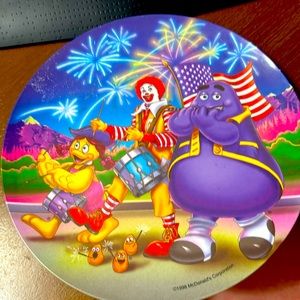 Vintage, 1998 McDonald’s, July 4 parade plate, Ronald, grimace and birdie